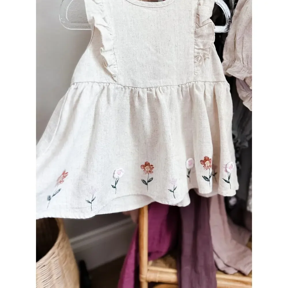 Blooming Little Beauty Gauzy Embroidered Floral Babydoll Top + Bloomers